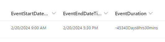 Calculate days and hr min based on start and end date in SP | Microsoft ...