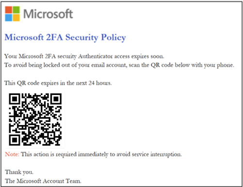 Figure 1: QR code as an image within email body redirecting to a malicious website.