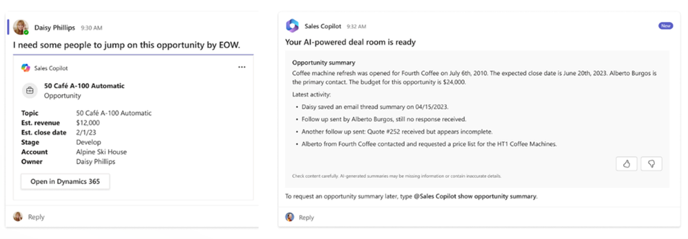 Adaptive cards in Teams will now load even if a user is signed out or signed-in to a different environment from Sales Copilot, as long as the Dynamics user has the right permissions.