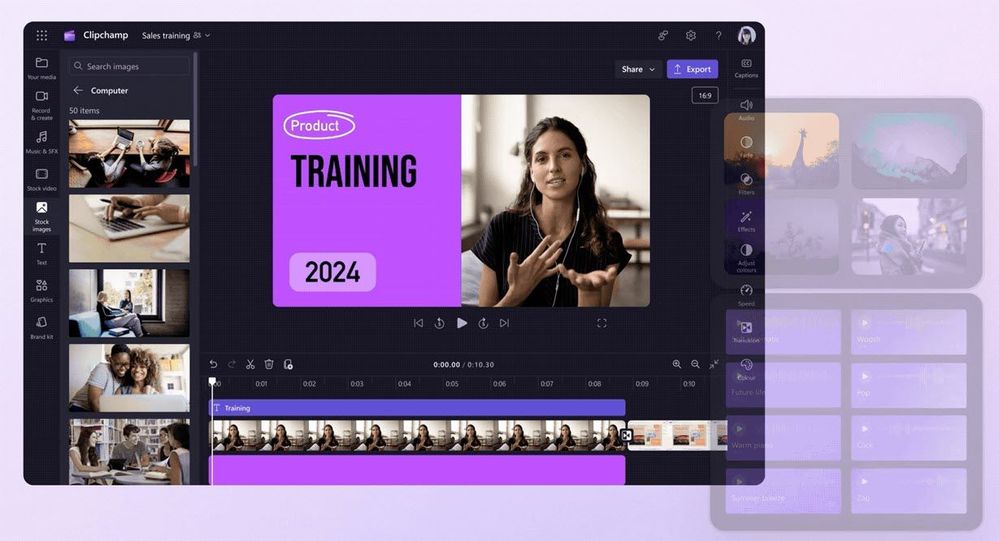 Clipchamp screenshot of video editing.
