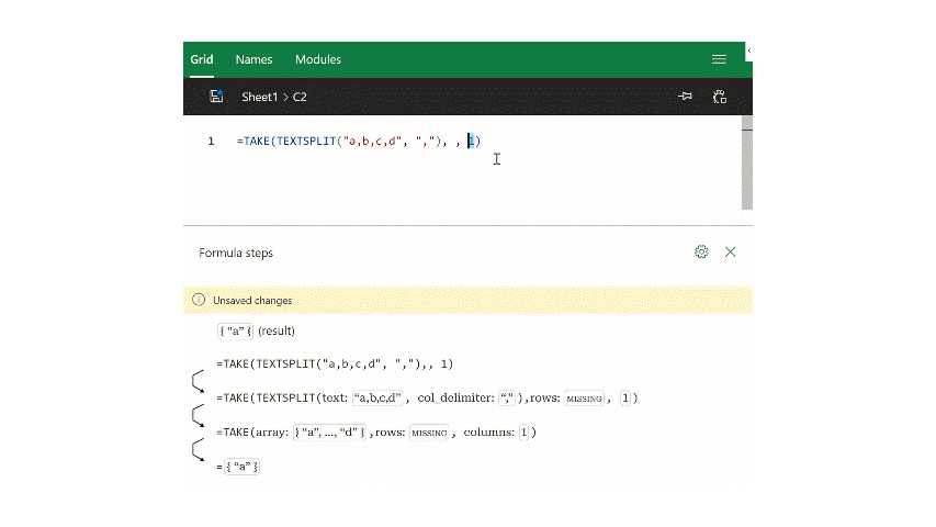 Live debugging as you edit the formula