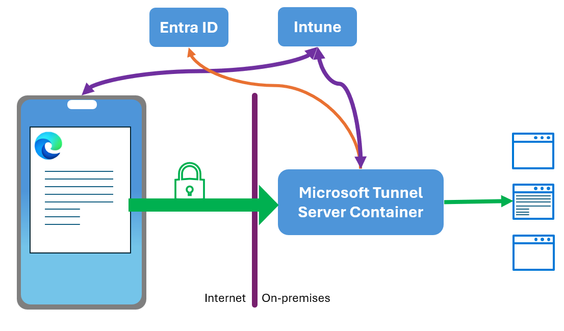 Simplified diagram of Microsoft Tunnel setup