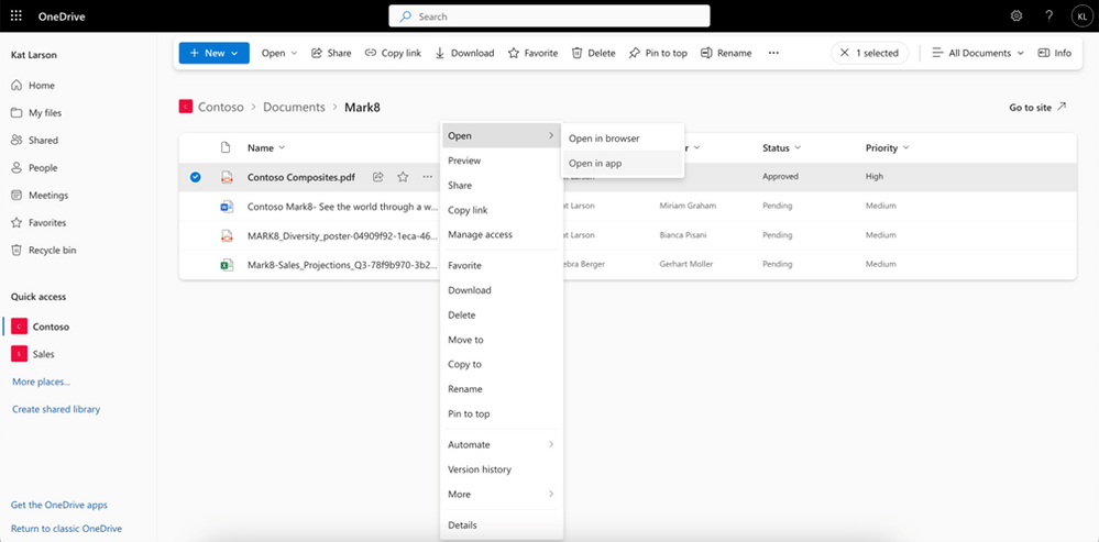 Open any file from OneDrive for Web in its native desktop app.