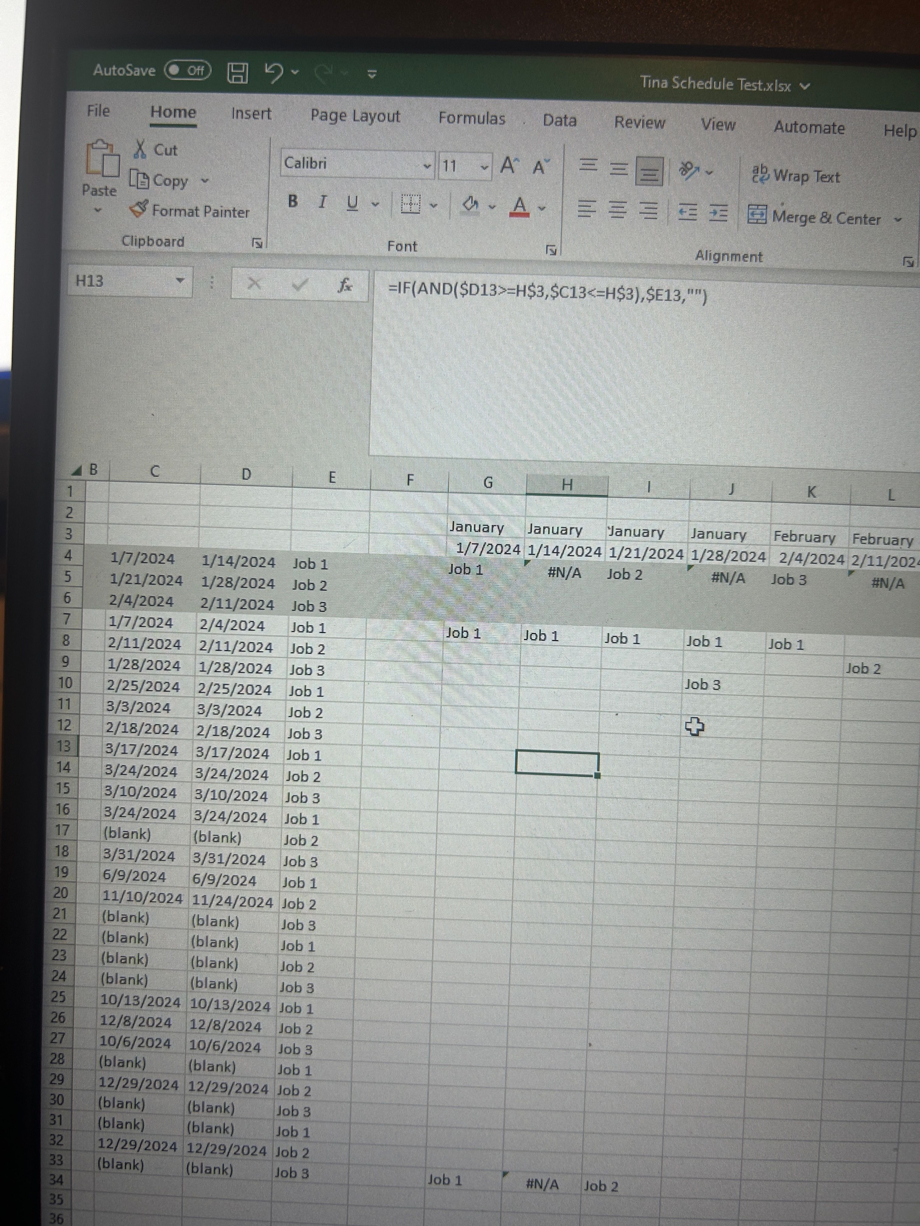 Formula for building a weekly schedule, using week ending dates only ...