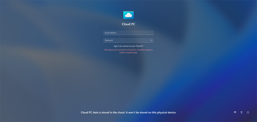 Screenshot of a warning on the Windows login screen for setup issues.
