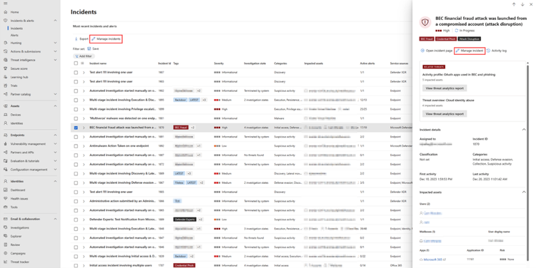 Figure 1:    Manage incident action in incident details pane