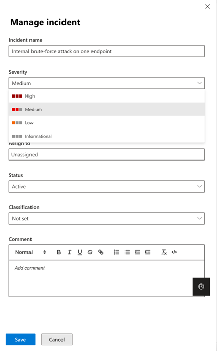 Figure 2: Manage incident panel