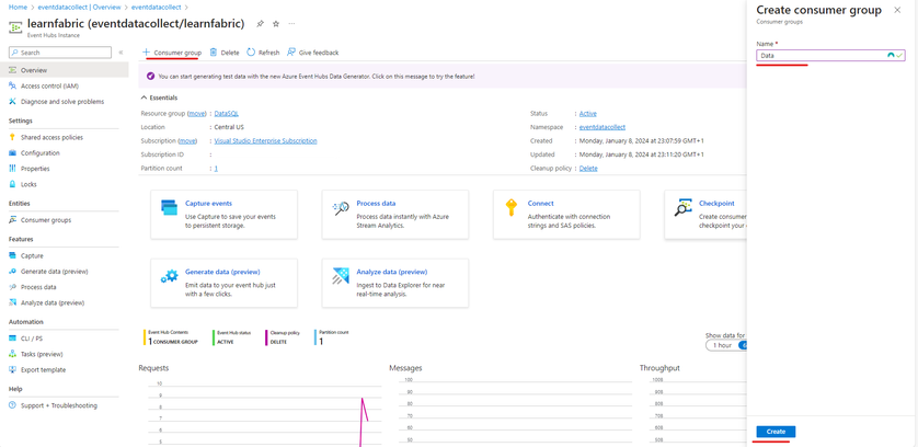 Azure Event hub Consum groupe creation.png
