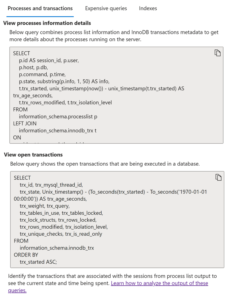Identify long running processes and open transactions
