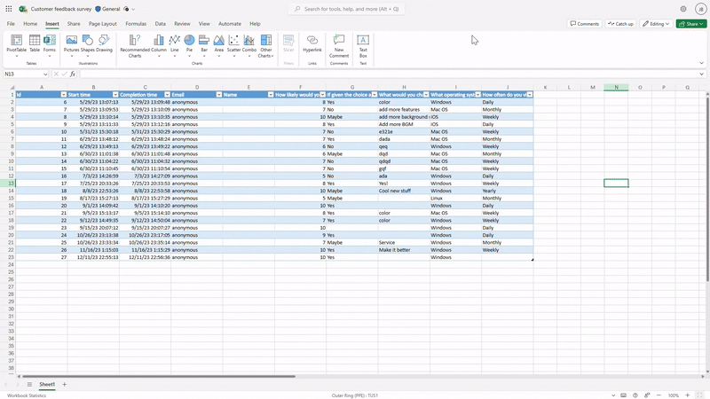 Manipulate data in Excel