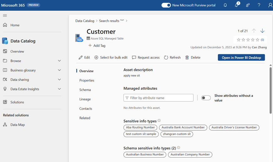 Figure 2: Data assets example screenshot