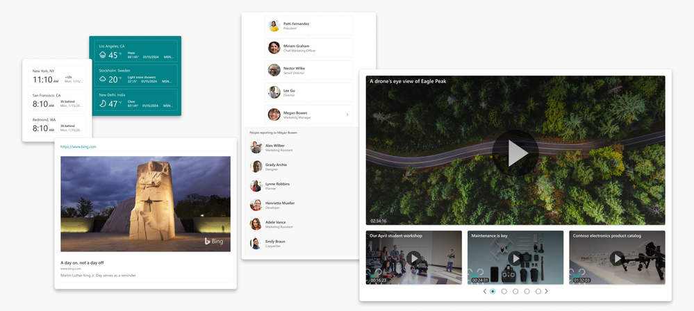 Examples of new webparts added to the SharePoint Web UI Kit in the Figma Community.