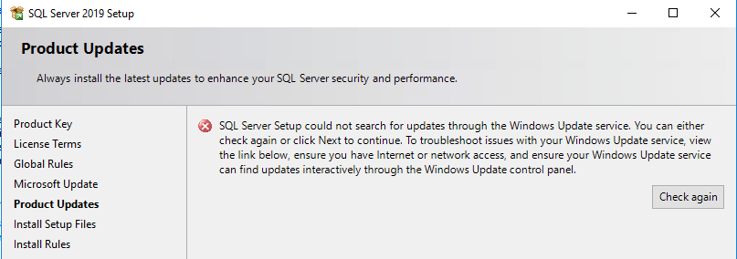 SQL Server install requires Windows Update Access? | Microsoft ...