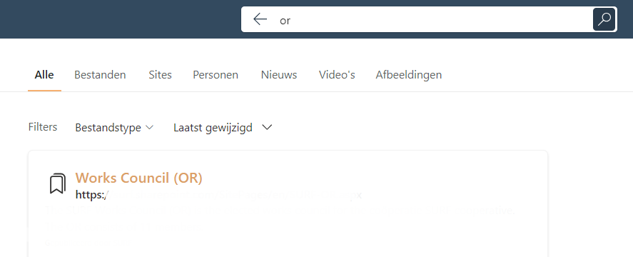 New bookmarks show in dropdown search box in SharePoint after months ...