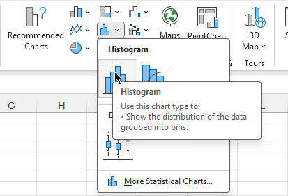 The Histogram does not exist in my excel on the Insert then chart ...