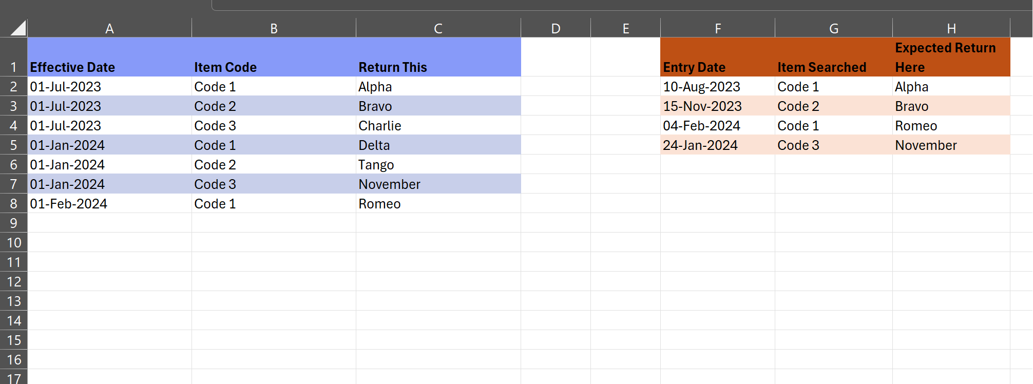 Excel - Return value based on multiple criteria and date ranges ...