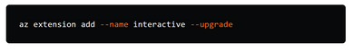 Imagen del comando "az extension add --name interactive --upgrade"