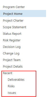 Project Online Project Site - Adapt left hand navigation | Microsoft ...