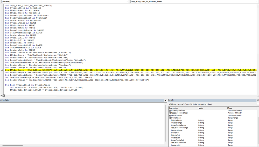 Coding with Locals Tab