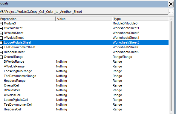 Locals Tab Zoomed In
