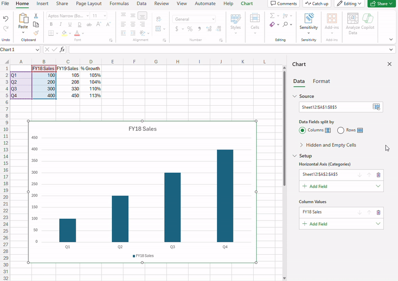 Chart Data Task Pane