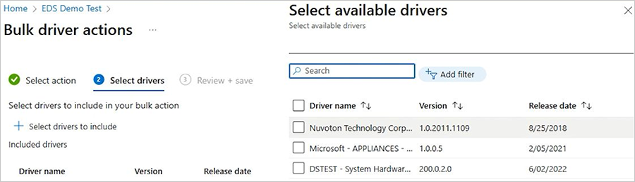 Screenshot of the Bulk driver actions menu with the Select available drivers side menu open.png