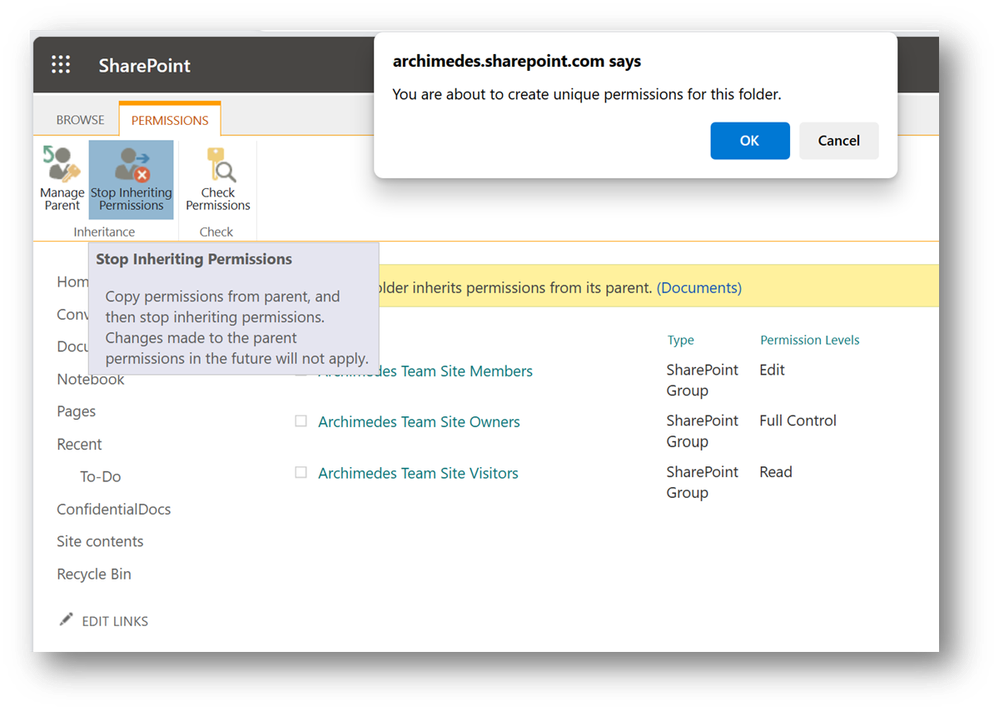 Stop Inheriting Permissions