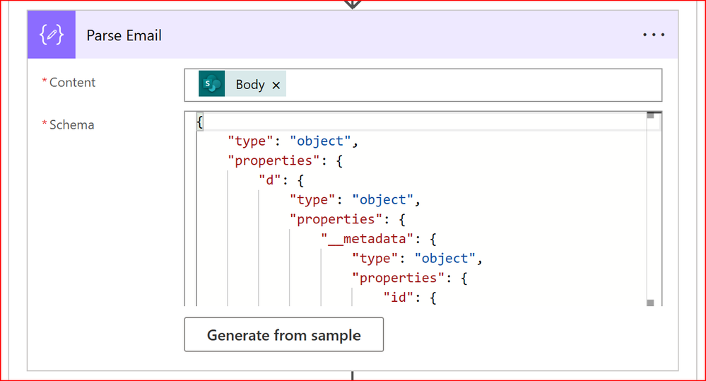Another parse JSON step to help get the objects returned from the REST call
