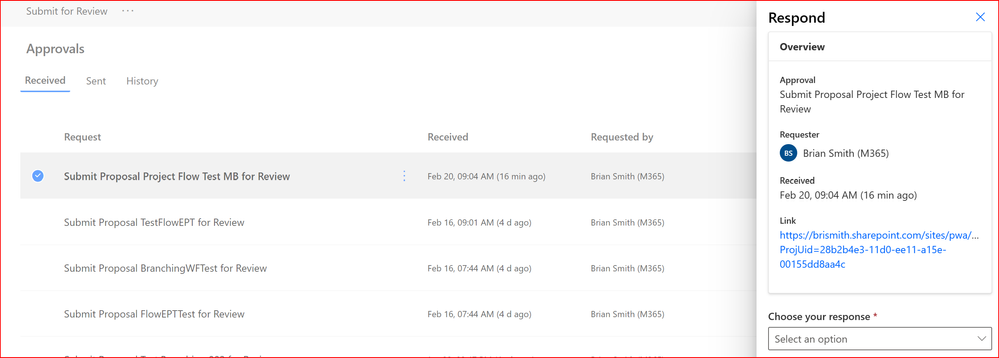 Shwoing how the above approval shows in the approval page