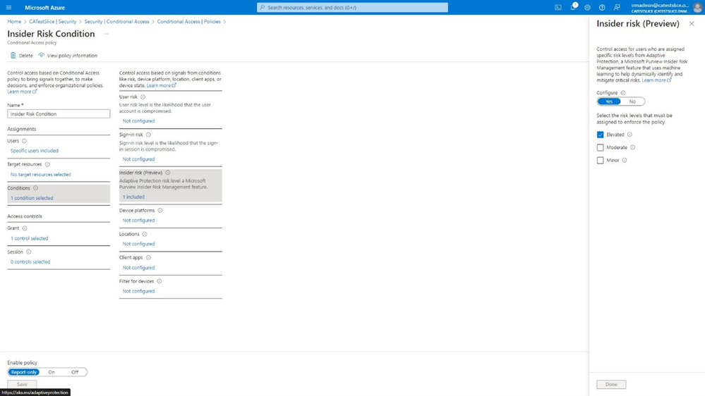 Figure 1: New ‘insider risk’ condition in Conditional Access