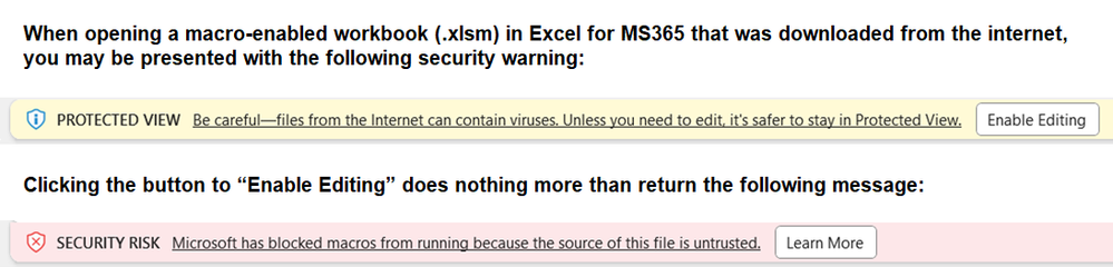 Excel Security Warnings