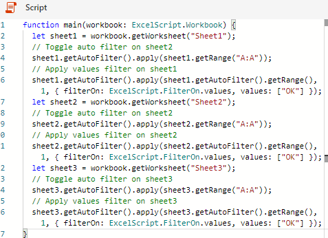 Using Record script in Excel to filter rows in excel across multiple ...