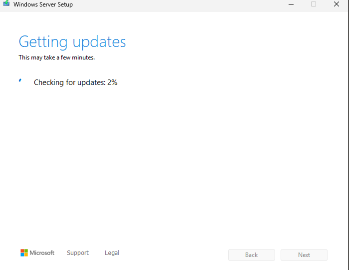 Upgrade from 26040 to newer version stucks at check for updates ...