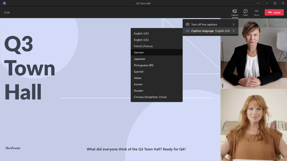 Organizers can select languages for translation in advanced town halls.png