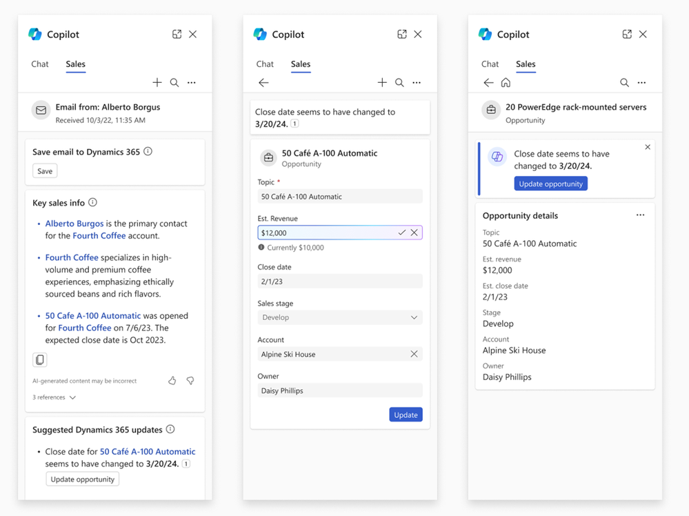 Suggestions to update CRM records from within the Outlook experience.