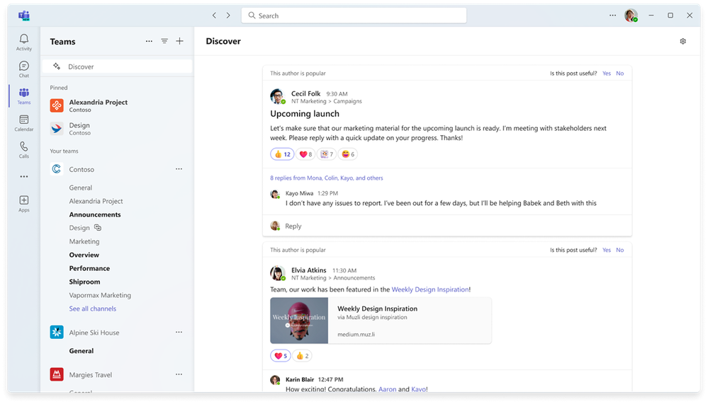 Discover feed in channels