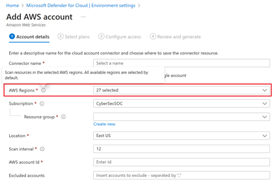 Figure 2: AWS Regions selection feature