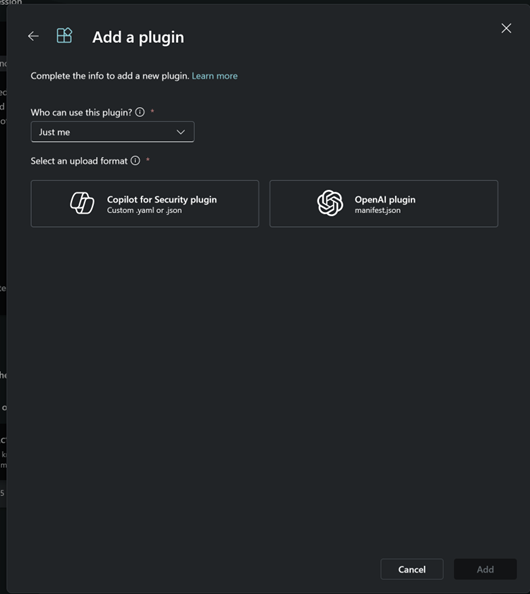 Figure 5: Add a the YAML file to Copilot for Security