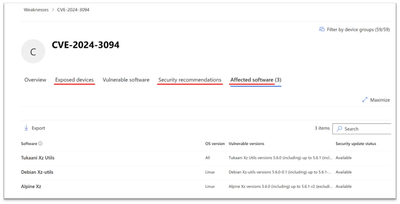 Defender Vulnerability Management vulnerability page