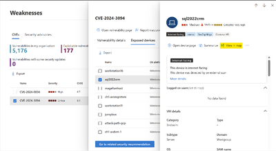 Defender Vulnerability Management CVE details page and view map feature