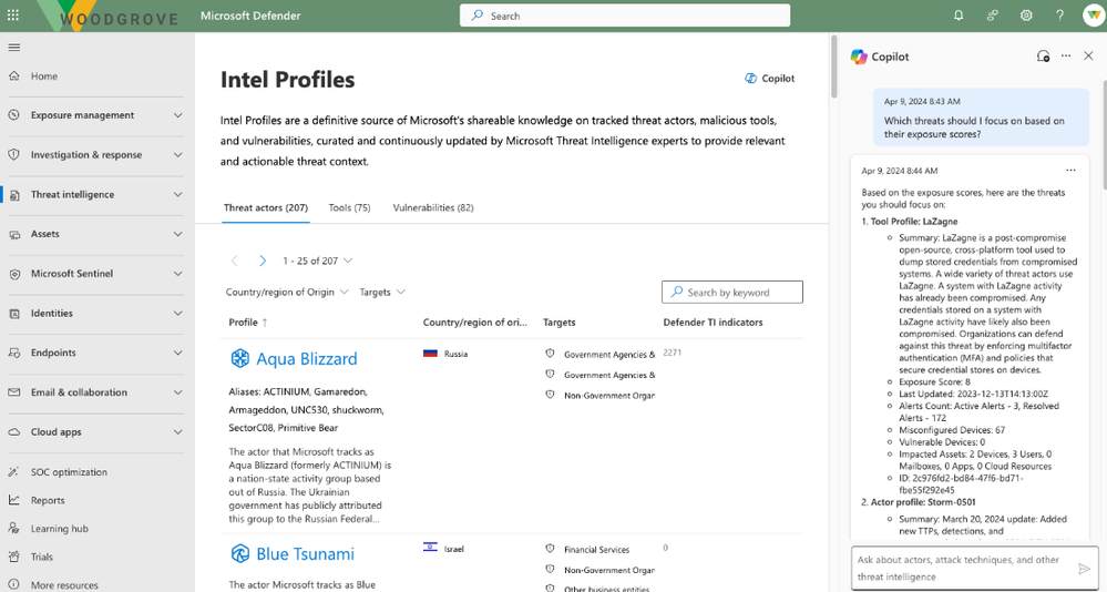 The second pre-populated prompt returns the most critical threat intelligence.