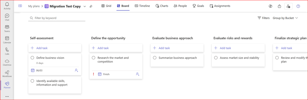 Premium plan seen in new Planner in board view