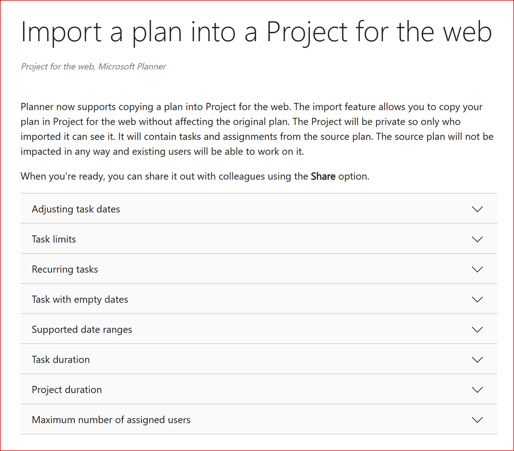 Screenshot of the page for learning more, showing the headings