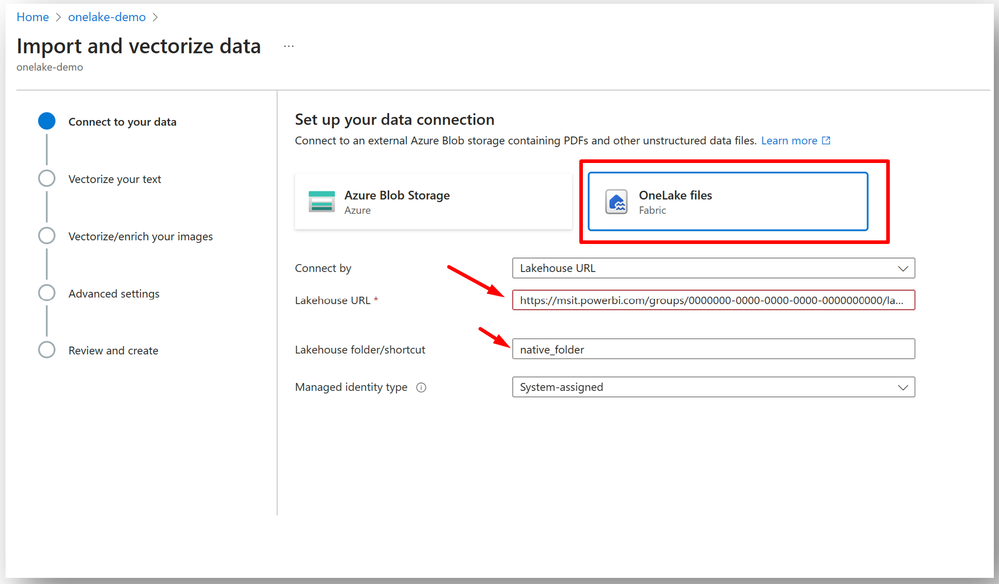 Figure 4 - OneLake datasource configuration