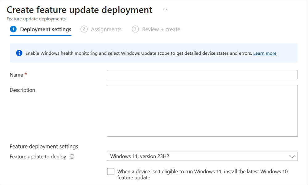 Screenshot from Create Policy view in Intune.