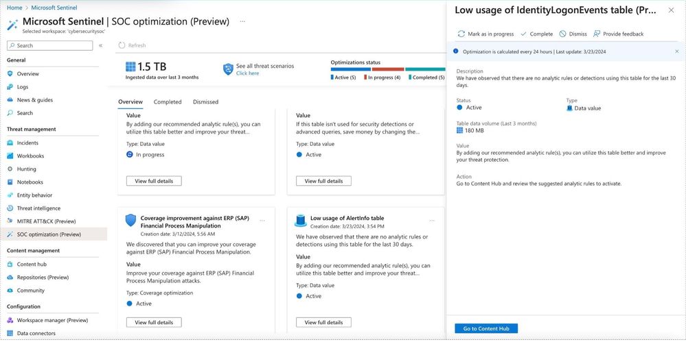 Data value - add detections - Azure portal