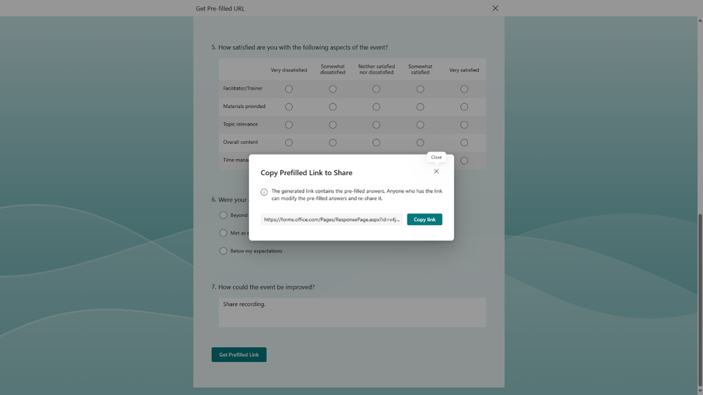 Send out prefill link