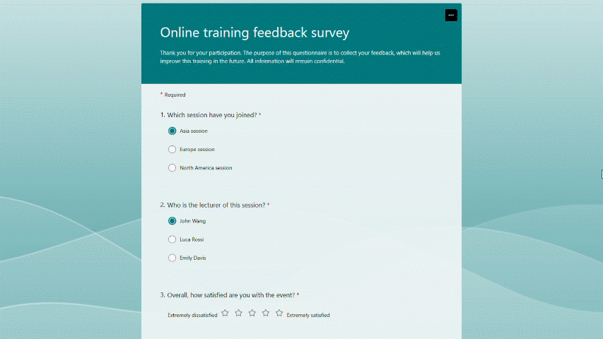 Survey with pre-filled answers