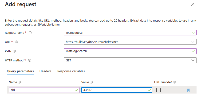 Configure load test Urls