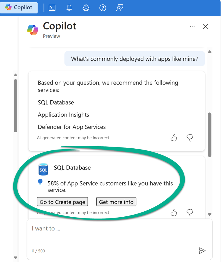 Recommend Services via Copilot